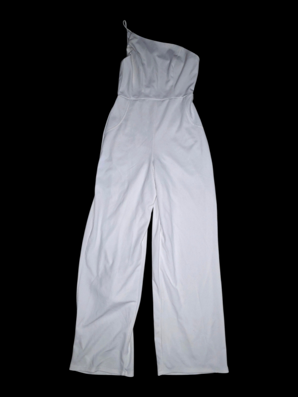 One-Shoulder Wide-Leg White Jumpsuit